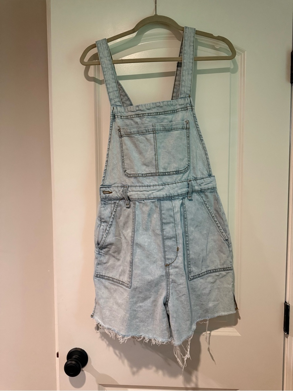 WeWoreWhat Light Wash Denim Short Overalls